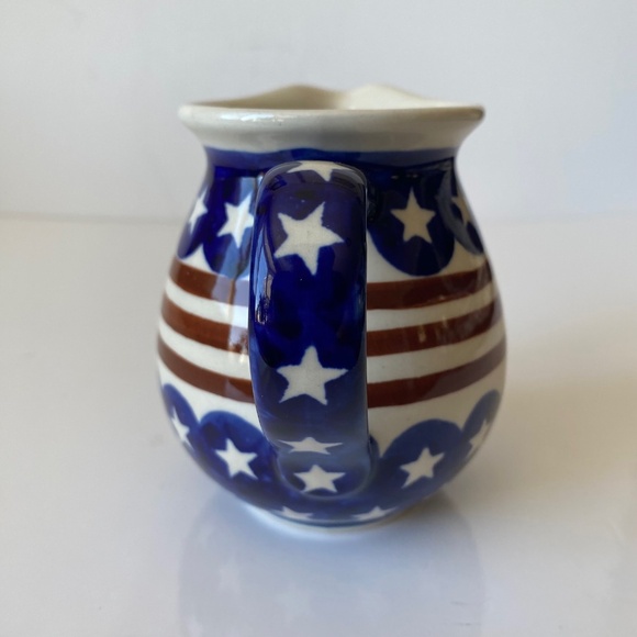 Boleslawiec Polish Pottery Stars and Stripes Creamer Collectible - Picture 4 of 6